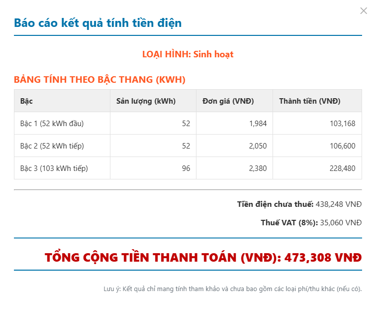 Tính tiền điện