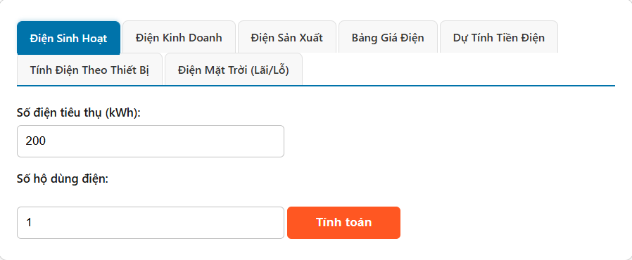 Tính tiền điện Tính tiền điện